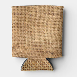Brown Burlap Sack: Textured Cloth Background Can Cooler