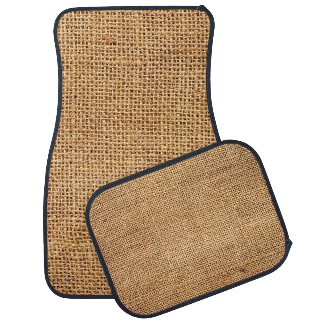 Brown Burlap Sack: Textured Cloth Background Car Floor Mat (Set)