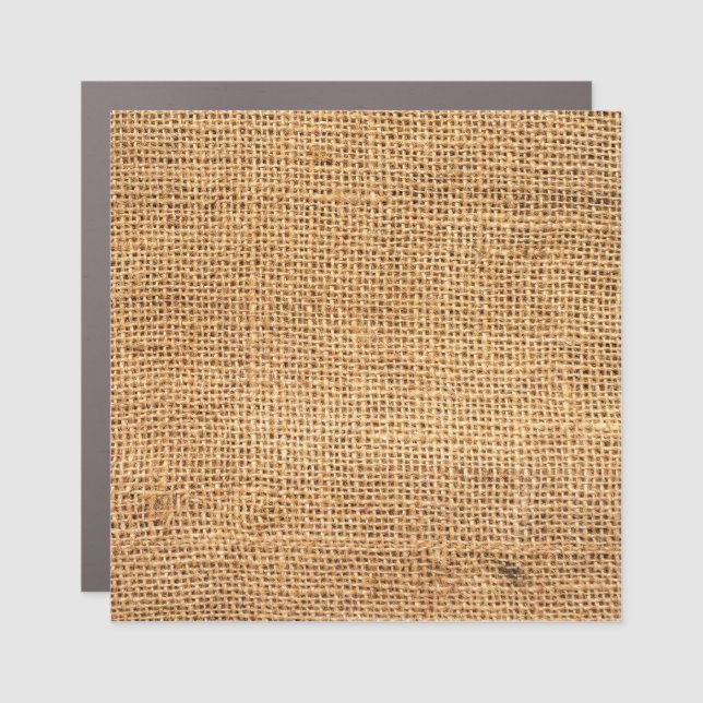 Brown Burlap Sack: Textured Cloth Background Car Magnet (Front)