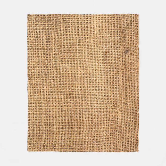 Brown Burlap Sack: Textured Cloth Background Fleece Blanket (Front)