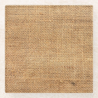 Brown Burlap Sack: Textured Cloth Background Glass Coaster