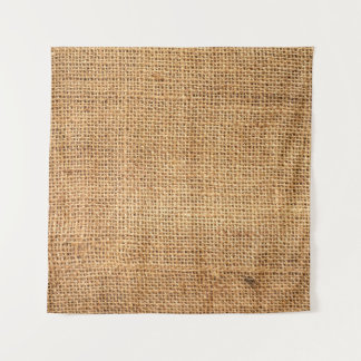 Brown Burlap Sack: Textured Cloth Background Tapestry