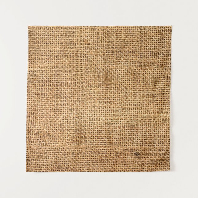 Brown Burlap Sack: Textured Cloth Background Tapestry (Front)