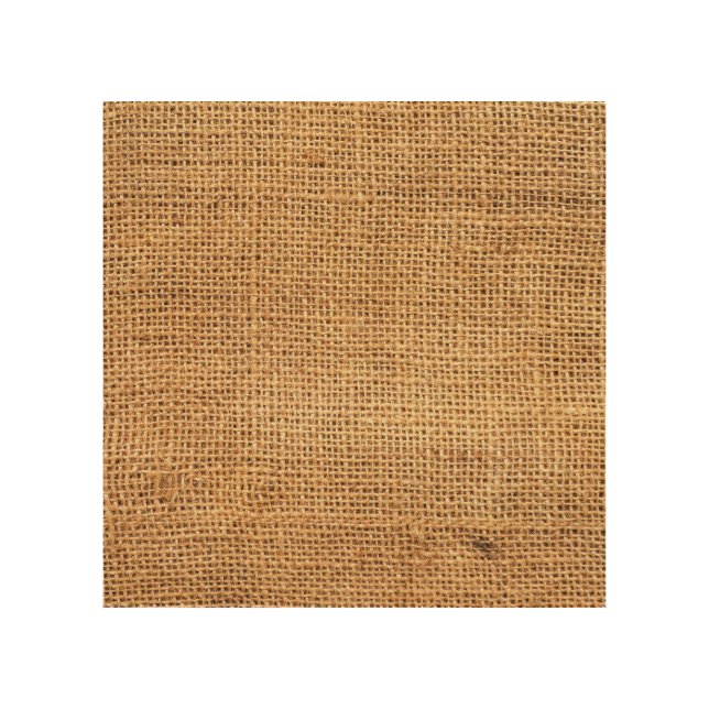 Brown Burlap Sack: Textured Cloth Background Wood Wall Art (Front)