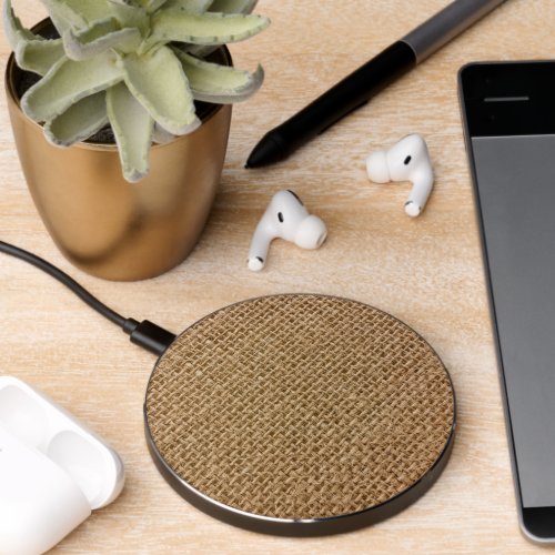 Brown Burlap  Wireless Charger