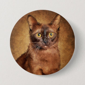 Brown Burmese Cat Artwork Button
