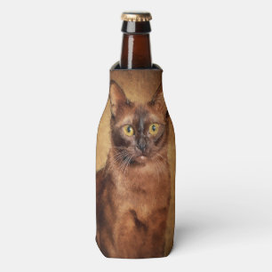 Brown Burmese Cat Bottle Cooler