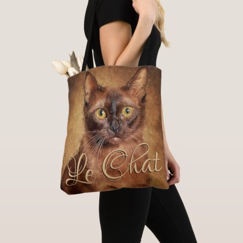 Brown Burmese Cat Le Chat Tote Bag