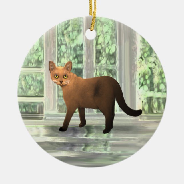 Brown Burmese Cat Ornament (Front)