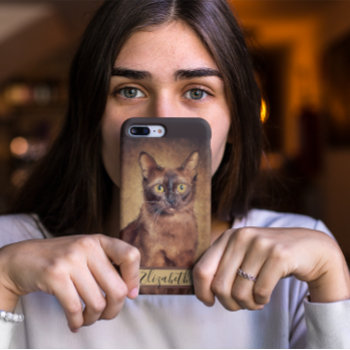 Brown Burmese Cat Portrait Case-mate Iphone 14 Case by ironydesignphotos at Zazzle