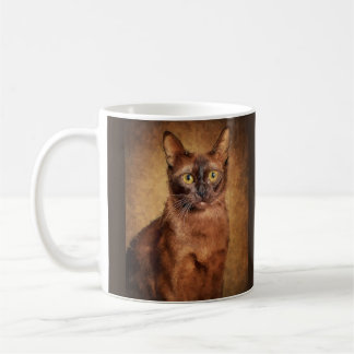 Brown Burmese Cat Portrait Personalized Coffee Mug