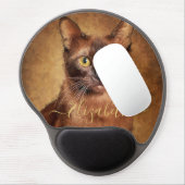 Brown Burmese Cat Portrait Personalized Gel Mouse Pad (Left Side)
