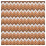 Brown Burnt Orange White Ikat Zigzag Art Pattern Fabric