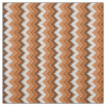 Brown Burnt Orange White Ikat Zigzag Art Pattern Fabric