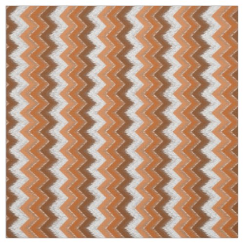 Brown Burnt Orange White Ikat Zigzag Art Pattern Fabric