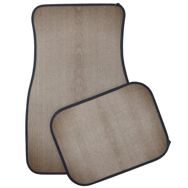 Brown burnt rustic wood grain elegant car floor mat (Set)