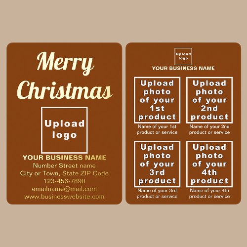 Brown Business Brand on Christmas Foil Holiday Card