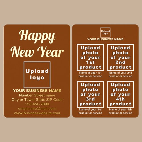 Brown Business Brand on New Year Foil Holiday Card