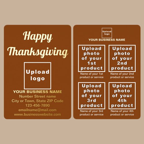 Brown Business Brand on Thanksgiving Foil Holiday Card
