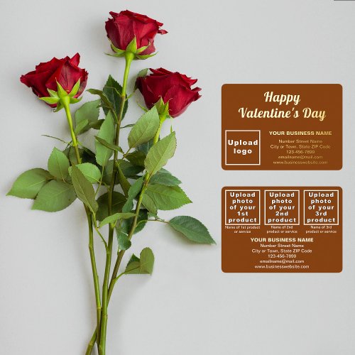 Brown Business Brand on Valentine Rectangle Foil Holiday Card