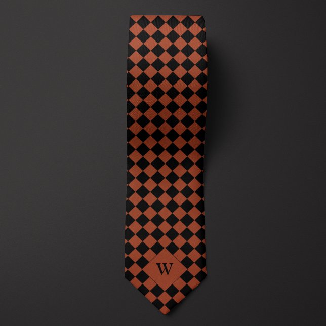 Brown Business Checkered Monogram Neck Tie (Creator Uploaded)