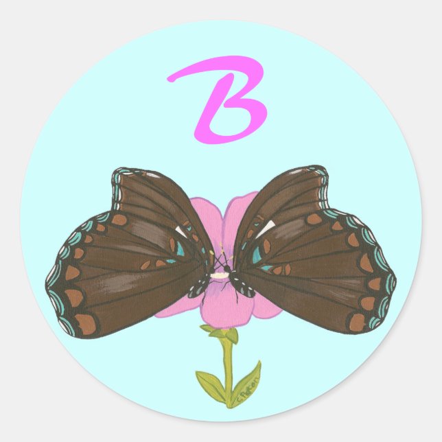 Brown Butterflies Monogram Wedding Seals (Front)