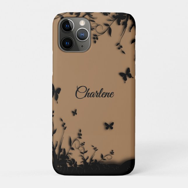 Brown Butterfly Garden Personalized   Case-Mate iPhone Case (Back)