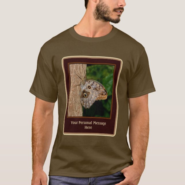 Brown Butterfly On Tree Personalized  T-Shirt (Front)