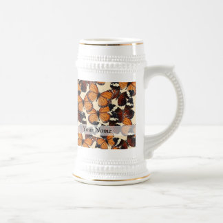 Brown butterfly pattern beer stein