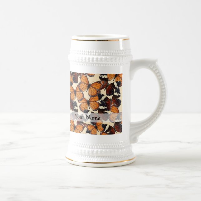 Brown butterfly pattern beer stein (Right)