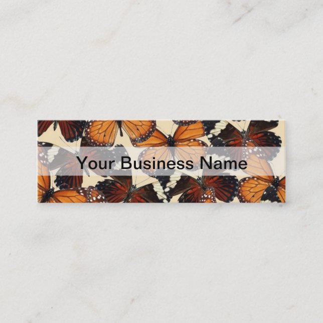 Brown butterfly pattern mini business card (Front)