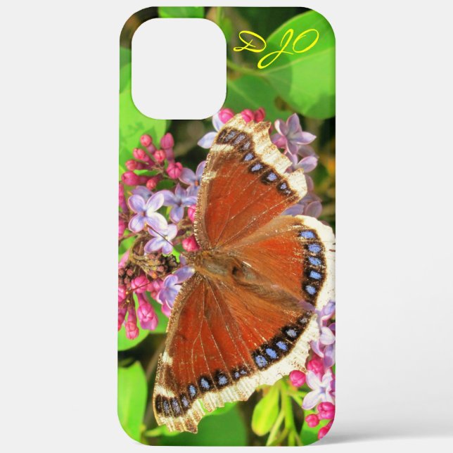 Brown Butterfly with Blue Spots on Lilacs Case-Mat Case-Mate iPhone Case (Back)