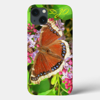 Brown Butterfly with Blue Spots on Lilacs iPhone 13 Case