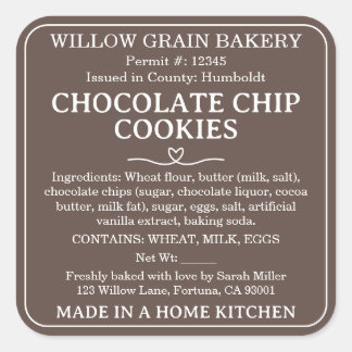 Brown California Chocolate Chip Cookie Label