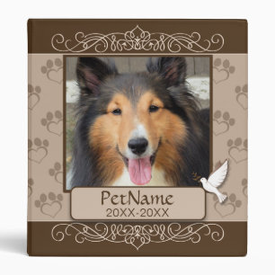 Brown Calligraph Swirls Custom Pet Sympathy 3 Ring Binder