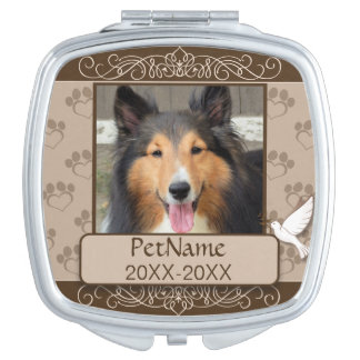 Brown Calligraph Swirls Custom Pet Sympathy Compact Mirror