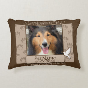 Brown Calligraph Swirls Custom Pet Sympathy Decorative Pillow
