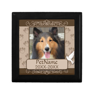 Brown Calligraph Swirls Custom Pet Sympathy Keepsake Box