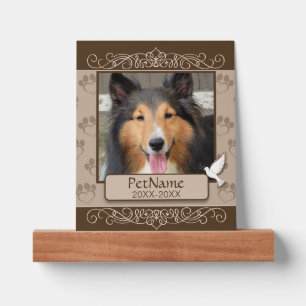 Brown Calligraph Swirls Custom Pet Sympathy Picture Ledge