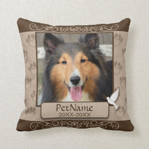 Brown Calligraph Swirls Custom Pet Sympathy Throw Pillow