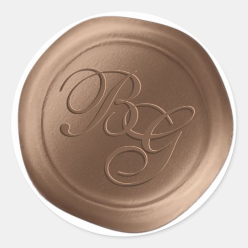 Brown Calligraphy Monogram Wax Seal Stickers