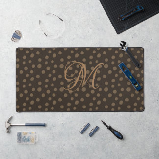 Brown & Camel Monogram  Desk Mat
