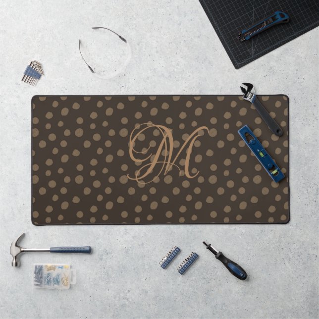 Brown & Camel Monogram  Desk Mat (Workstation)