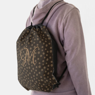 Brown & Camel Monogram  Drawstring Bag