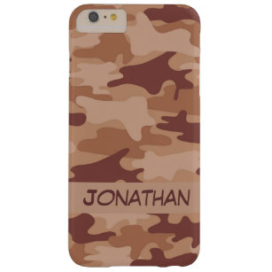 Brown Camo Camouflage Name Personalized Barely There iPhone 6 Plus Case