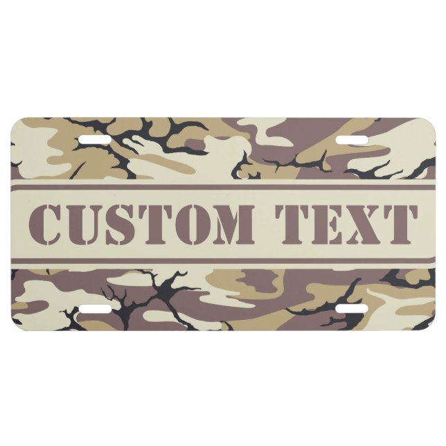 Brown Camo Custom License Plate (Front)