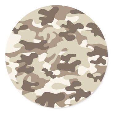 Brown Camo Design Classic Round Sticker Brown Camo Design Classic Round Sticker