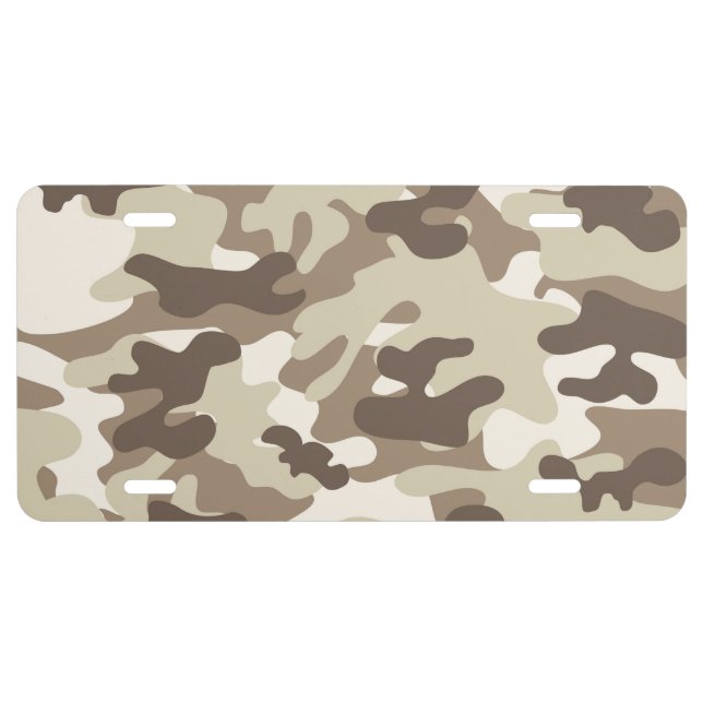 Brown Camo Design License Plate (Front)