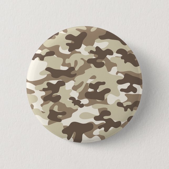 Brown Camo Design Pinback Button (Front)