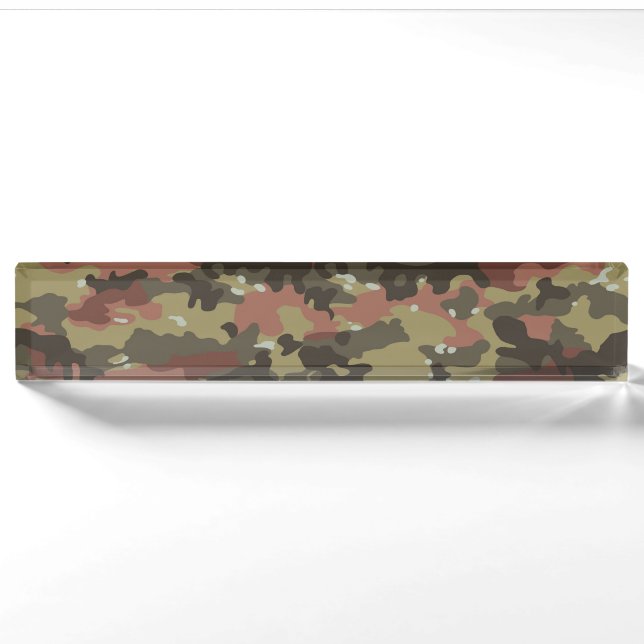 Brown Camo Texture Desk Name Plate (Front)